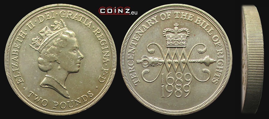 2 funty 1989 Deklaracja Praw 1689 - monety Wielkiej Brytanii