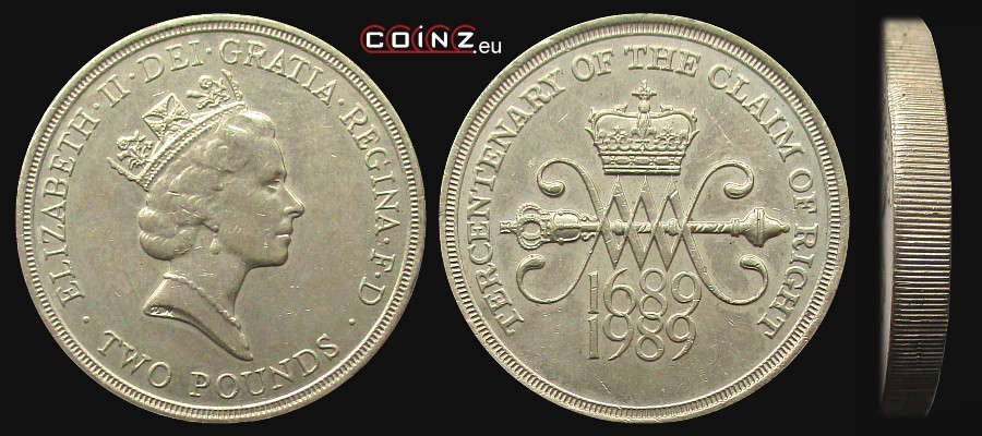 2 funty 1989 Roszczenie Prawa 1689 - monety Wielkiej Brytanii