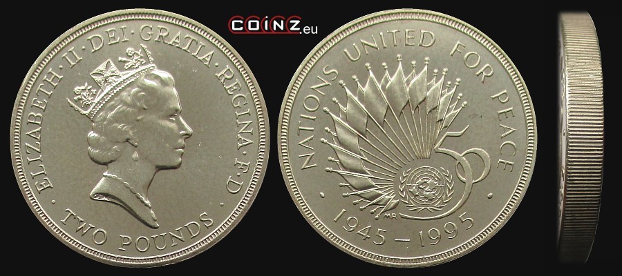 2 funty 1995 50 Lat ONZ - monety Wielkiej Brytanii