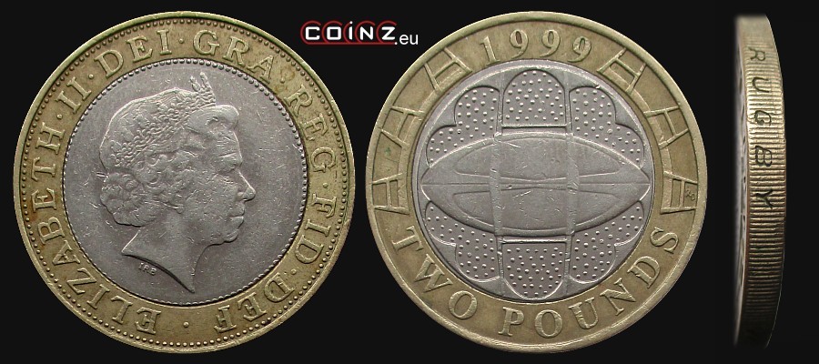 2 funty 1999 Puchar Świata w Rugby - monety Wielkiej Brytanii