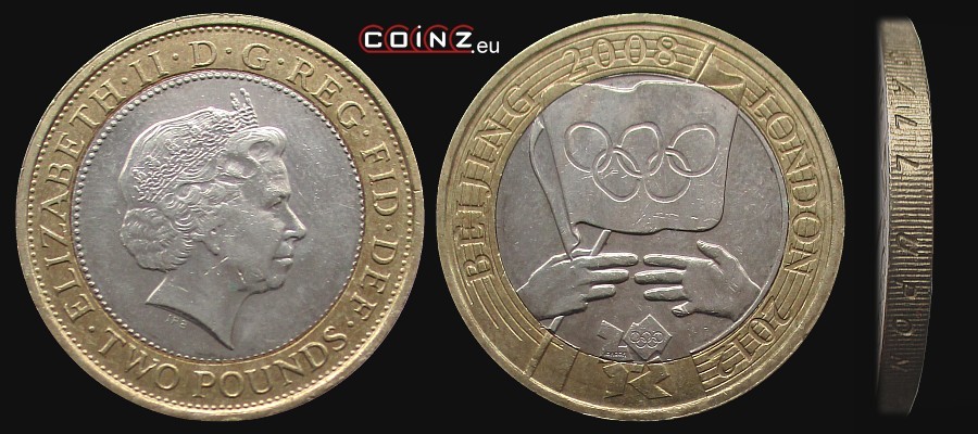 2 funty 2008 Przekazanie Flagi Olimpijskiej - monety Wielkiej Brytanii