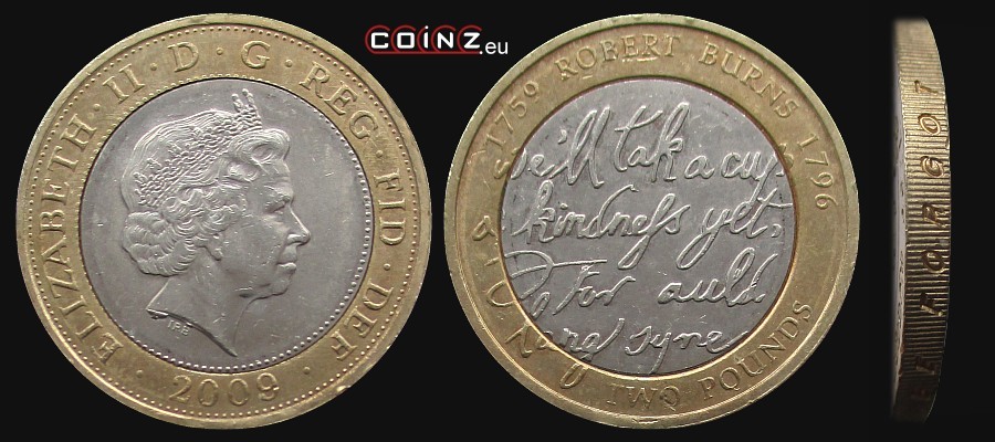 2 funty 2009 Robert Burns - monety Wielkiej Brytanii