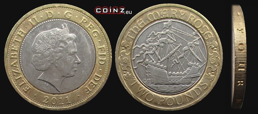 2 funty 2011 Mary Rose - monety Wielkiej Brytanii