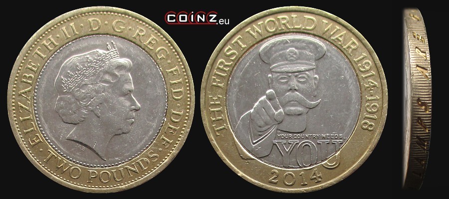 2 funty 2014 I Wojna Światowa - monety Wielkiej Brytanii