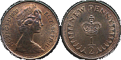 Monety Wielkiej Brytanii - pół 1/2 pensa 1971-1981