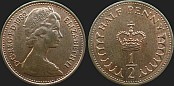 Monety Wielkiej Brytanii - pół 1/2 pensa 1982-1983