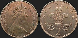 Monety Wielkiej Brytanii - 2 pensy 1971-1981