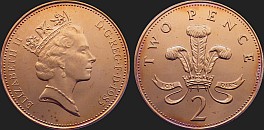 Monety Wielkiej Brytanii - 2 pensy 1985-1991