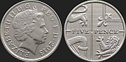 Monety Wielkiej Brytanii - 5 pensów 2012-2015