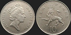 Monety Wielkiej Brytanii - 10 pensów 1992-1997