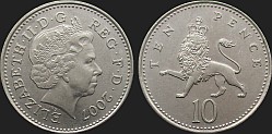 Monety Wielkiej Brytanii - 10 pensów 2000-2008