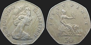 Monety Wielkiej Brytanii - 50 pensów 1982-1983