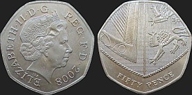 Monety Wielkiej Brytanii - 50 pensów 2008-2015