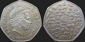 Monety Wielkiej Brytanii - 50 pensów 2011 Światowy Fundusz na Rzecz Przyrody
