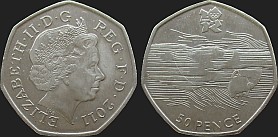 Monety Wielkiej Brytanii - 50 pensów 2011 Igrzyska Londyn 2012 - Sporty Wodne