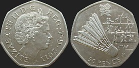Monety Wielkiej Brytanii - 50 pensów 2011 Igrzyska Londyn 2012 - Badminton