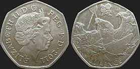 Monety Wielkiej Brytanii - 50 pensów 2011 Igrzyska Londyn 2012 - Kajakarstwo