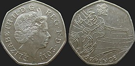Monety Wielkiej Brytanii - 50 pensów 2011 Igrzyska Londyn 2012 - Kolarstwo