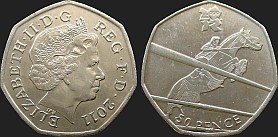 Monety Wielkiej Brytanii - 50 pensów 2011 Igrzyska Londyn 2012 - Jeździectwo