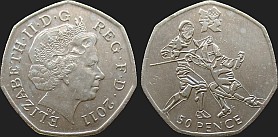 Monety Wielkiej Brytanii - 50 pensów 2011 Igrzyska Londyn 2012 - Szermierka