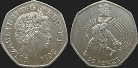 Monety Wielkiej Brytanii - 50 pensów 2011 Igrzyska Londyn 2012 - Goalball