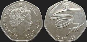 Monety Wielkiej Brytanii - 50 pensów 2011 Igrzyska Londyn 2012 - Gimnastyka