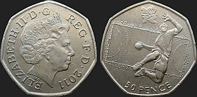 Monety Wielkiej Brytanii - 50 pensów 2011 Igrzyska Londyn 2012 - Piłka Ręczna