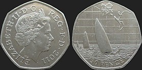 Monety Wielkiej Brytanii - 50 pensów 2011 Igrzyska Londyn 2012 - Żeglarstwo