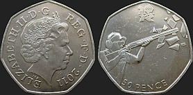 Monety Wielkiej Brytanii - 50 pensów 2011 Igrzyska Londyn 2012 - Strzelectwo