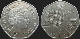 Monety Wielkiej Brytanii - 50 pensów 2011 Igrzyska Londyn 2012 - Tenis Stołowy