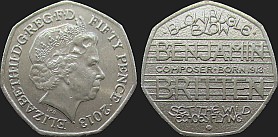 Monety Wielkiej Brytanii - 50 pensów 2013 Benjamin Britten