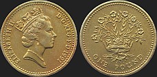 Monety Wielkiej Brytanii - 1 funt 1986-1991 rewers północnoirlandzki