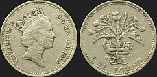 Monety Wielkiej Brytanii - 1 funt 1989 rewers szkocki
