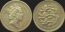 Monety Wielkiej Brytanii - 1 funt 1997 rewers angielski