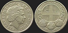 Monety Wielkiej Brytanii - 1 funt 2010 rewers angielski