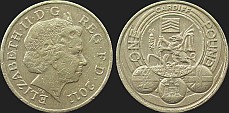 Monety Wielkiej Brytanii - 1 funt 2011 rewers walijski