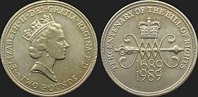 Monety Wielkiej Brytanii - 2 funty 1989 Deklaracja Praw 1689
