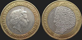 Monety Wielkiej Brytanii - 2 funty 2012 Charles Dickens