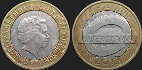 Monety Wielkiej Brytanii - 2 funty 2013 Londyńskie Metro - Logo