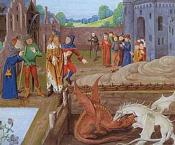Walka smoków w Historia regum Britanniae Geoffreya z Monmouth