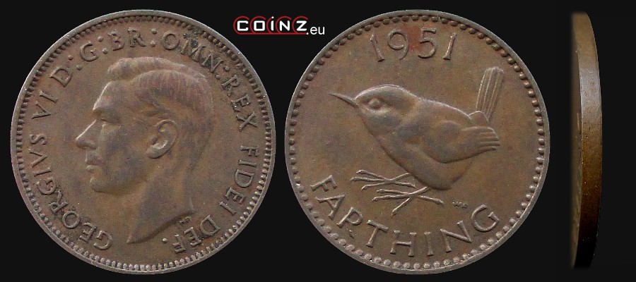 ćwierć (¼) pensa 1949-1952 - monety Wielkiej Brytanii