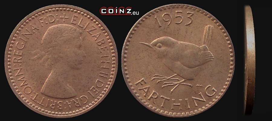 ćwierć (¼) pensa 1953 - monety Wielkiej Brytanii