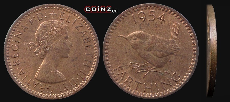 ćwierć (¼) pensa 1954-1956 - monety Wielkiej Brytanii