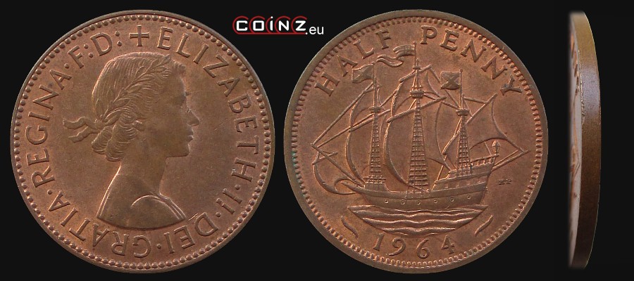 pół (½) pensa 1954-1967 - monety Wielkiej Brytanii