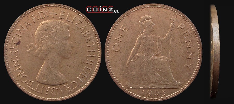 1 pens 1953 - monety Wielkiej Brytanii