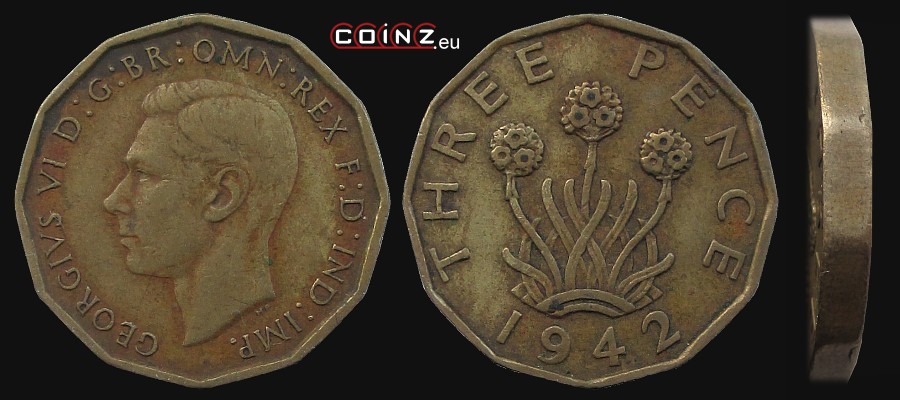 3 pensy 1937-1948 - monety Wielkiej Brytanii
