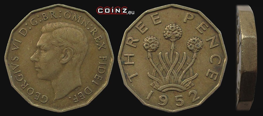 3 pensy 1949-1952 - monety Wielkiej Brytanii