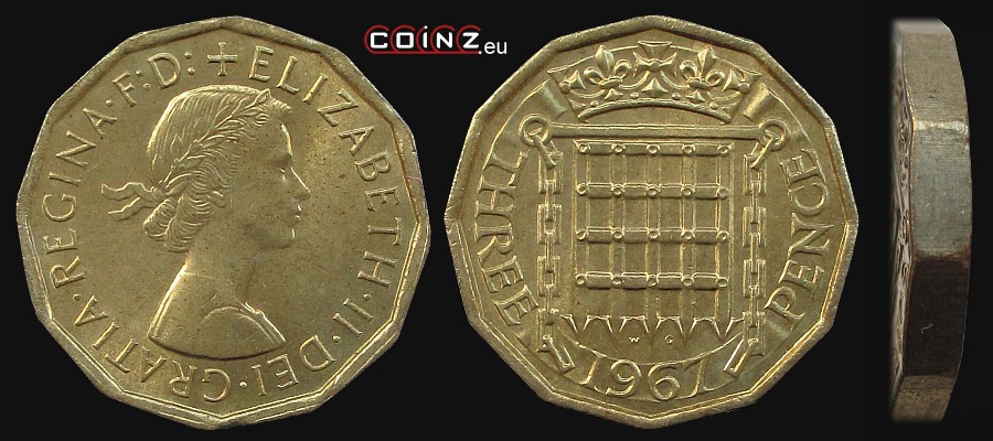 3 pensy 1954-1967 - monety Wielkiej Brytanii