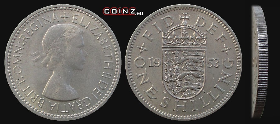 1 szyling 1953 angielski - monety Wielkiej Brytanii