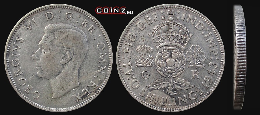 2 szylingi 1937-1946 - monety Wielkiej Brytanii